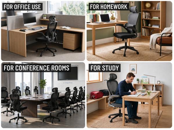 Ergonomic mesh office chair with adjustable headrest, armrests, and casters