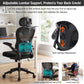 Black office chair with adjustable lumbar support knob and mesh back