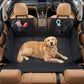 Black waterproof dog car seat hammock cover with storage pockets and secure straps