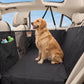 Black dog hammock car seat cover with mesh back window and hanging straps