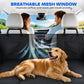 Black dog car seat cover with breathable mesh window and side tether straps