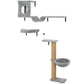 Gray wall cat shelves with condo, hammock bed, two perches, and vertical scratching post