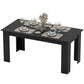 Rectangular black dining table with squared apron and four sturdy legs