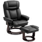 Black PU leather swivel recliner with matching ottoman footrest