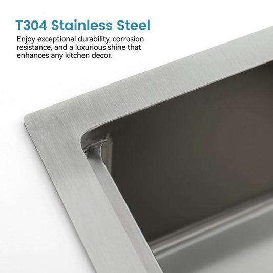 Stainless Steel Kitchen Sink, 30″x22″ Single Bowl, Overmount Handmade Sink in Dark Gray, with Cutting Board, Colander