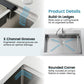 Stainless single-bowl sink interior with channel grooves, build-in ledges, rounded corners
