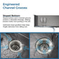 Black double-bowl kitchen sink with sloped bottom and centered drain openings