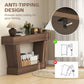 Brown entryway console table with open bottom shelf and anti-tipping style base