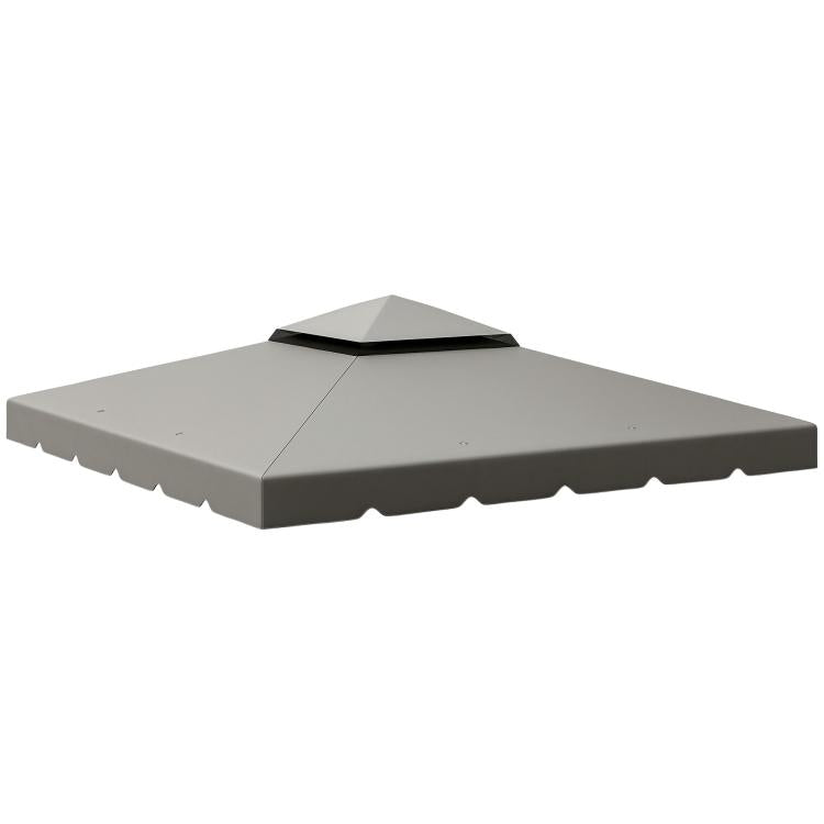 Light gray gazebo replacement canopy top with vented center and scalloped edge