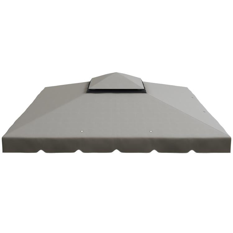 Light gray gazebo replacement canopy top with central vent and scalloped hem