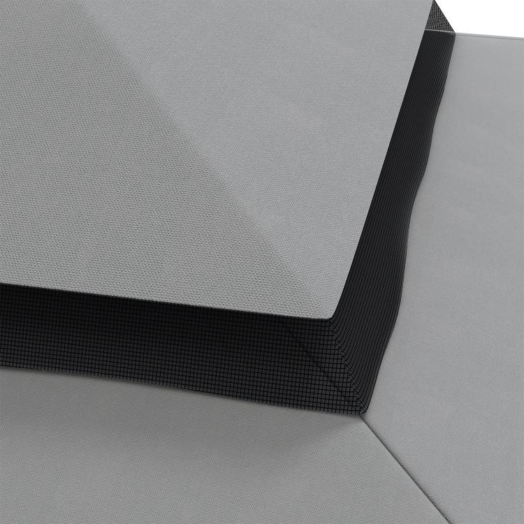 Light gray gazebo replacement canopy corner with reinforced trim and seam