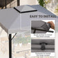 Light gray gazebo canopy top corner with attachment pockets and fasteners detail