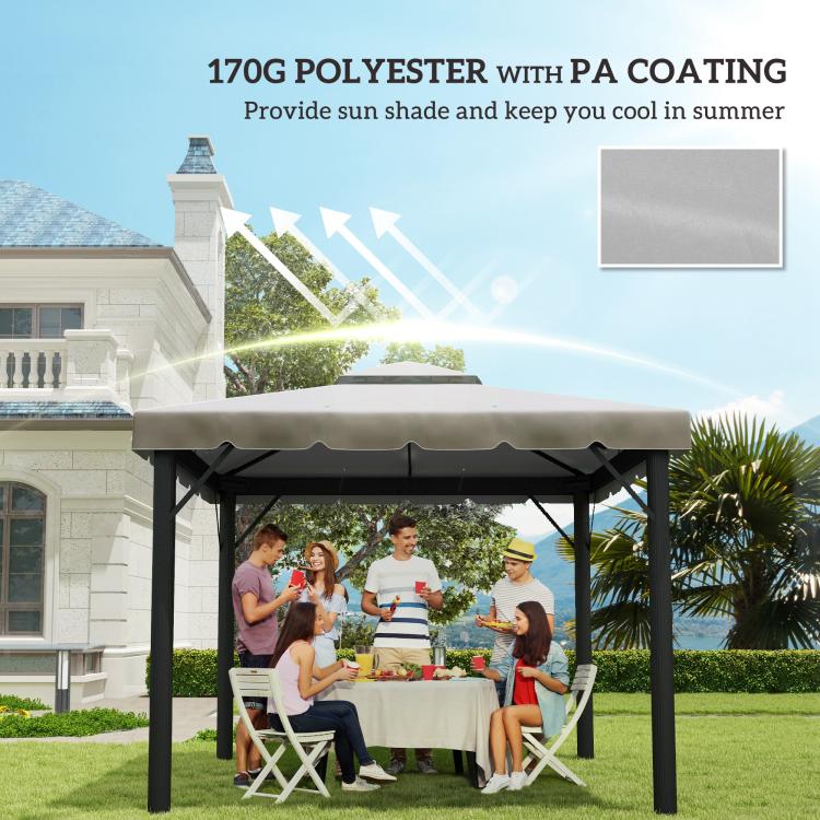 Light gray gazebo replacement canopy top over patio table and chairs
