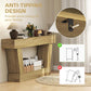 Oak console table with anti-tipping wall bracket and open lower shelf
