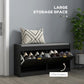 Upholstered shoe storage bench with two flip drawers and ventilated shoe racks, dark
