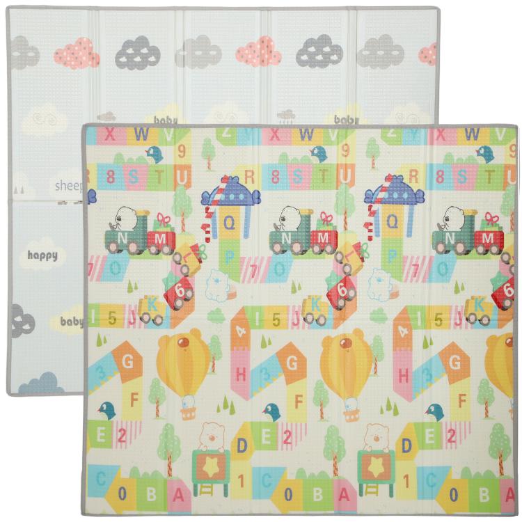 Reversible foam play mat showing alphabet, numbers, and animals on both sides