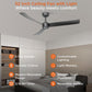 52-inch ceiling fan with integrated LED light, dark three-blade design on a ceiling