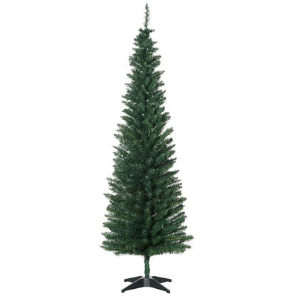 6-ft slim artificial pencil Christmas tree with green flocked needles and tripod base