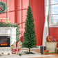 Unlit slim artificial pencil Christmas tree with green branches and a plastic tripod stand