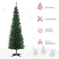 Slim artificial pencil Christmas tree with green needle-like branches and tripod stand