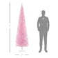 Pink pencil artificial Christmas tree size scale with unlit branches and white base