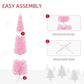 Pink unlit artificial Christmas tree with sectioned design and detachable base diagram