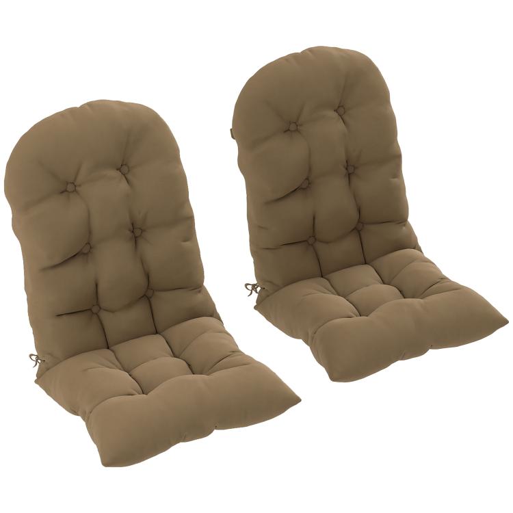 Khaki tufted high-back patio chair cushion set of 2, two separate seat and back pads