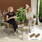 Khaki tufted high-back patio chair cushions set of 2, with seat and back padding