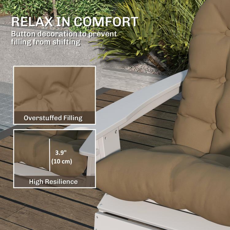 Khaki tufted high-back chair cushion with overstuffed filling and thick seat padding