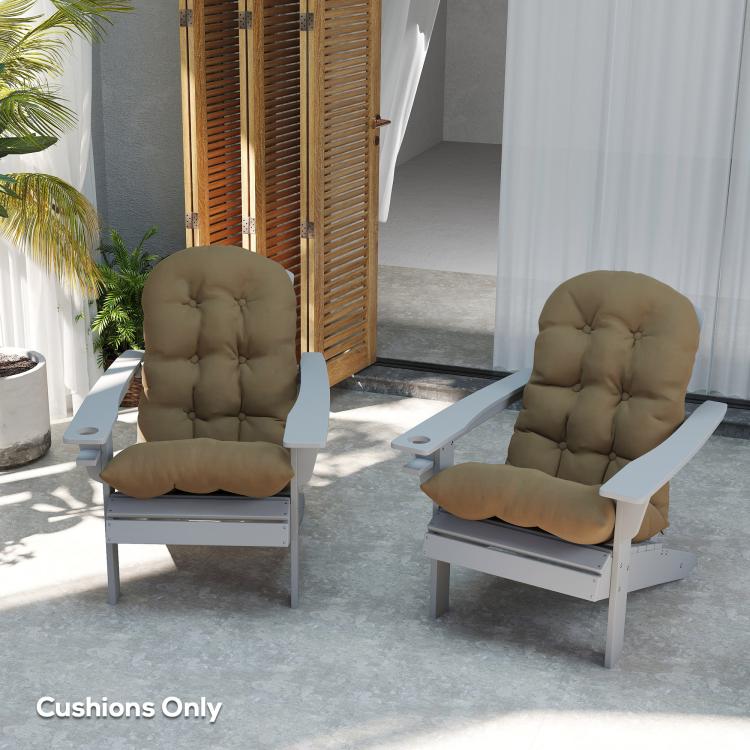 Khaki tufted high-back patio chair cushions set of 2 with seat pads