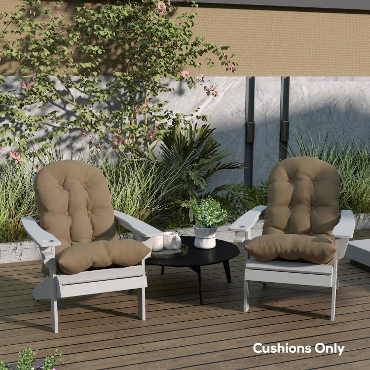 Khaki tufted high-back chair cushions set of 2 for outdoor patio seating