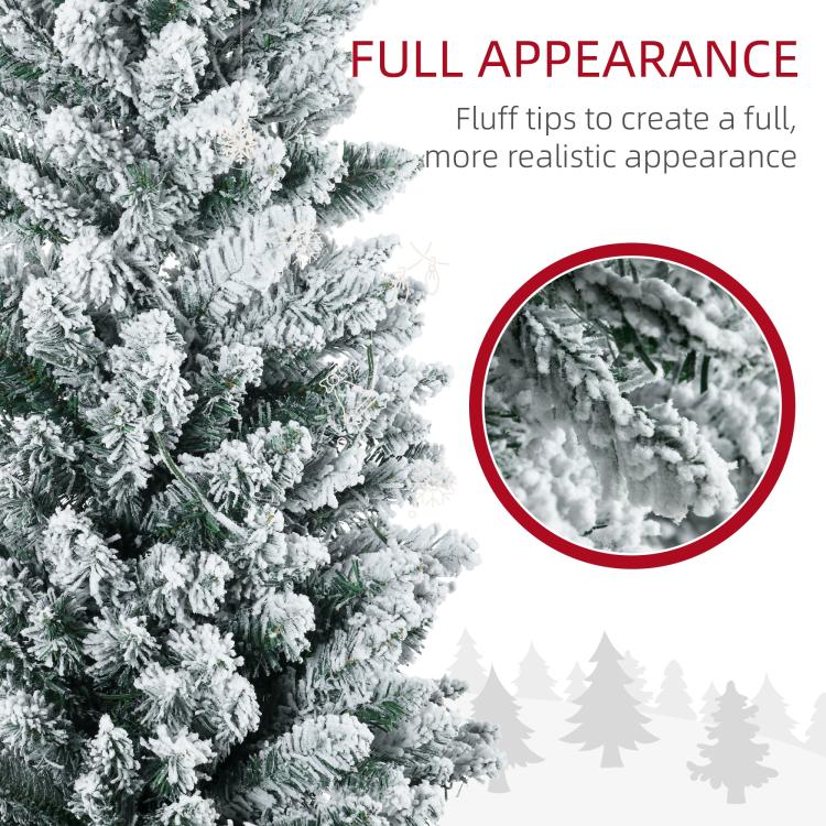 Full, fluffy snow-frosted artificial Christmas tree branches