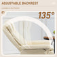Cream white PU leather recliner chair with padded backrest detail.