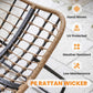 Close-up of woven rattan wicker edge on cream rocking chair base