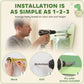 Green dinosaur busy board installation guide diagram with drill and screw instructions