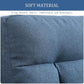 Blue upholstered fabric surface on an adjustable floor chair, showing close-up texture.