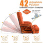 Orange adjustable folding chaise lounge chair shown in reclining positions diagram