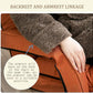 Orange chaise lounge armrest linkage detail with dark piping and hand on the side panel