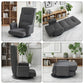 Dark grey swivel floor chair shown upright and reclined