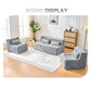 Grey modular boneless sofa chair set with multiple seats and back pillows
