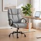Light grey high-back office chair with padded arms and wide cushioned seat