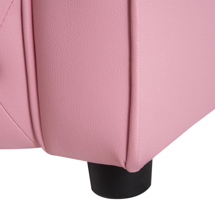 Pink kids tufted sofa chair corner with black legs