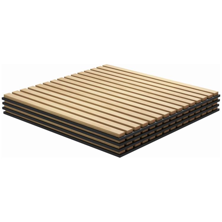 Oak slat acoustic wall panels, square stacked 24 x 24 in, 4-pack