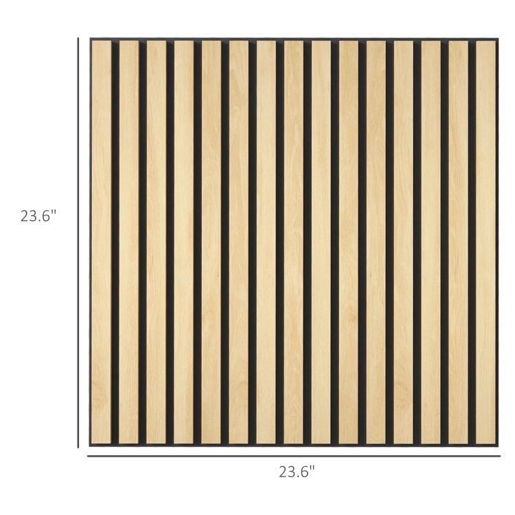 Oak slat acoustic panel square with vertical grooves, 23.6 in