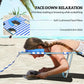 Blue striped face-down lounge chair with cushioned head pillow and arm slots