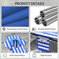 Blue striped lounge chair with soft head pillow, side pocket, breathable fabric and steel frame