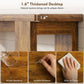 Distressed brown console table with 1.6 in thickened tabletop and open storage
