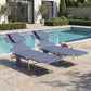 Two-pack dark blue adjustable chaise lounges with face openings, padded headrests, and steel frames