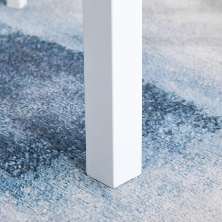 Square dining table leg in white metal frame