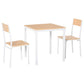 3-piece dining set with square light wood table and two white chairs